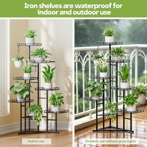 46" Tall Plant Stand Indoor (Black / 7-Tier)