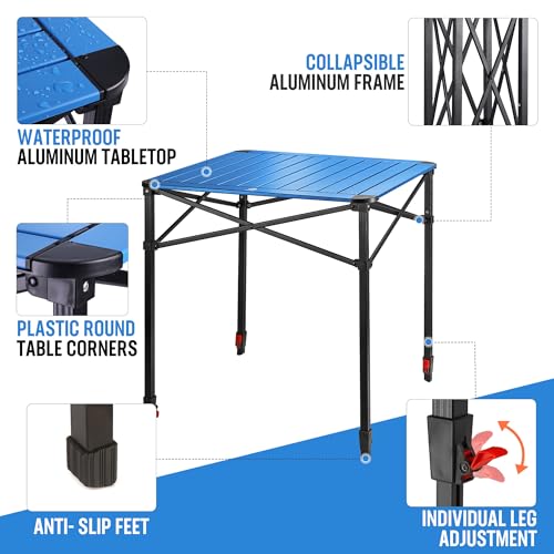 Folding Camping Square Table (Blue / Large)