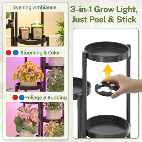 Plant Stand Indoor with Grow Lights (Black with Lights / 5 Tiers)
