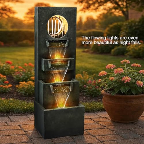 39.3” H Modern Outdoor Fountain (Green / 39.3inches)