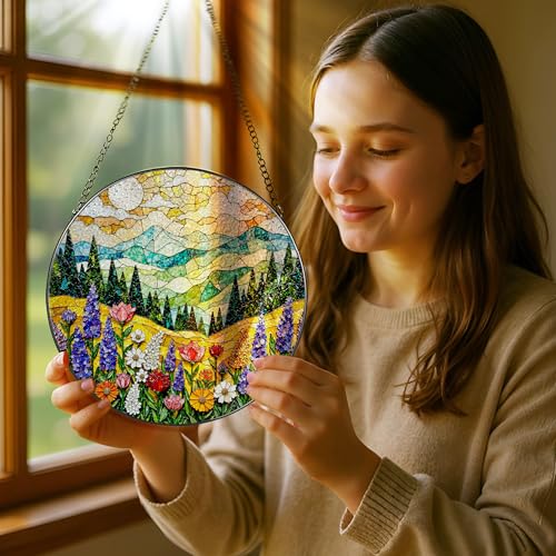8 Inch Stained Glass Ornament (Wildflower B)