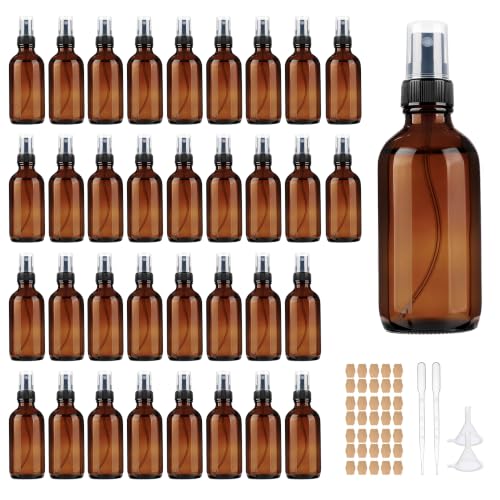 4 oz Amber Glass Spray Bottles for Essential Oils (Dark Amber Glass Spray Bottles)
