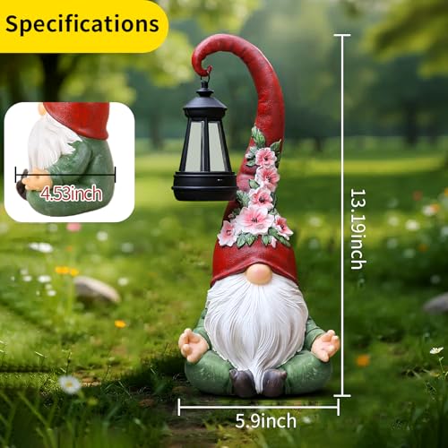 Solar Garden Gnome Statue (Zen Gnomes 13.1in)