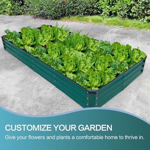 GARDMAX 8x4x1FT Galvanized Raised Garden Bed Kit (Dark Green / 8 x 4 x 1 ft (Pack of 1))