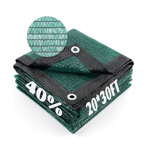 Sun Shade Cloth with Grommets for Garden (20FTx30FT / 40% Shade-Dark Green)