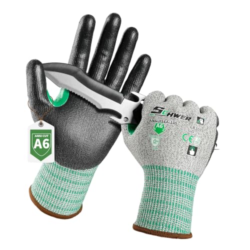 12 Pairs A6 Cut Resistant Gloves with Reinforced Thumb (Grey / Medium)
