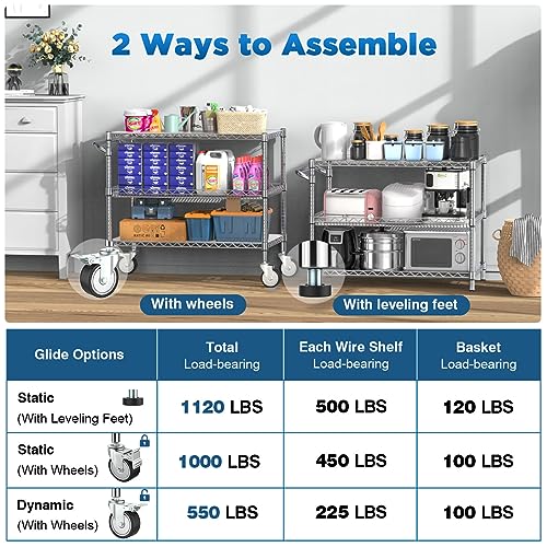 Commercial Rolling Utility Cart (3 Tier / 3-chrome)