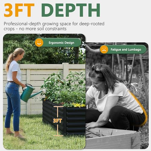 8x4x3ft Raised Garden Bed Outdoor (Black / 8x4x3 FT-2PC)
