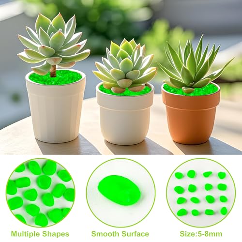 4000pcs 5 8mm Green Glowing Pebbles Glow Pebbles Aquarium Rocks Glow in The Dark Decorative Stones for Walkways Driveway Yard Grass Fish Tank Plant Pots (4000 Count)