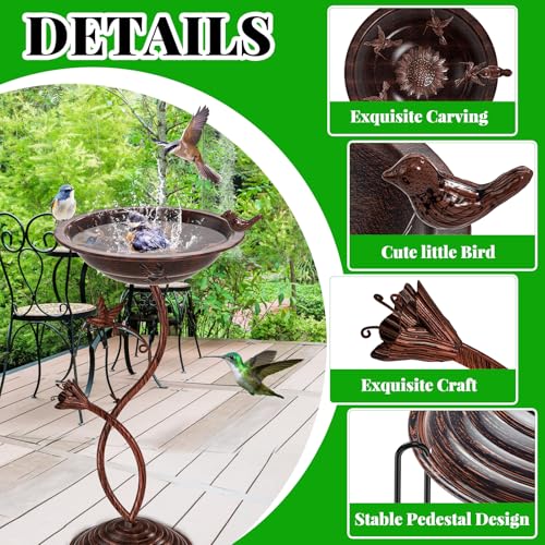 Bird Bath Garden for Outside (Vintage Copper - Hummingbird)
