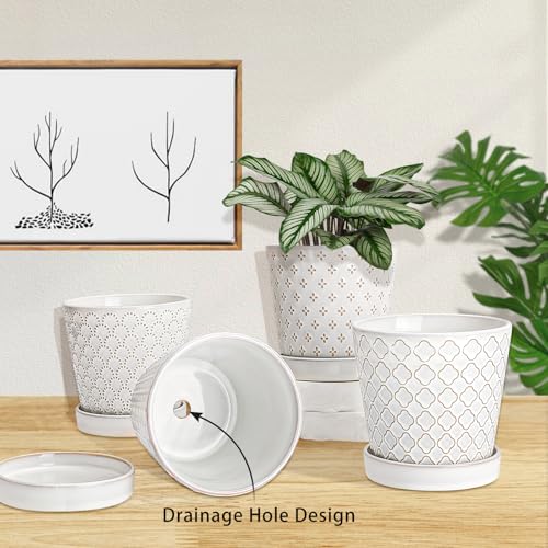 Ceramic Plant Pots Indoor (4 Count)