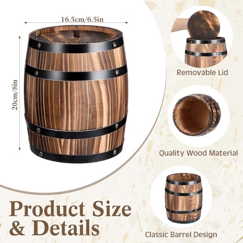 6 Pcs Wood Wine Barrel Vase Flower Vase Container (8 x 6.5 Inch)