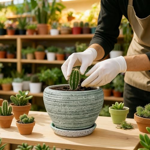 8 Inch Plant Pots (Brushed Green / 8 Inch)
