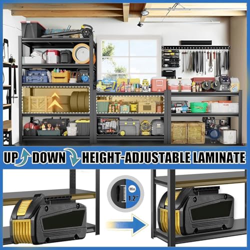 72" H Garage Shelving 5 Tier Storage Shelves 3000LBS Metal Shelving Unit Heavy Duty Adjustable Steel Shelf for Kitchen Warehouse Pantry Basement (39.4"W×15.7"D×71.2"H)