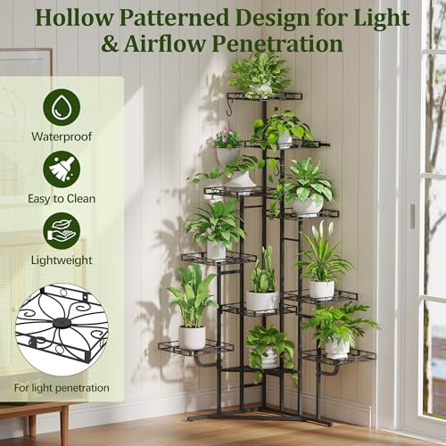 58" Tall Plant Stand Indoor (Black / 10-Tier)