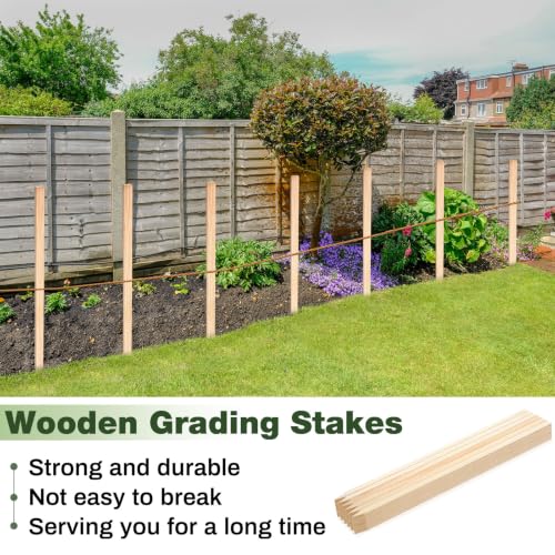 48 Pieces Wooden Garden Stakes 48 Inch Grade and Survey Stakes Wooden Garden and Sign Posts for Plant Support Silt Yard Fence Farm Survey Boundaries Baselines (Smooth Stakes / 48 Inch)