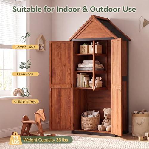 Solid Wood Outdoor Cabinet 2.3'x1.3' with Asphalt Roof & Floor (Brown / 2.5'x1.5')