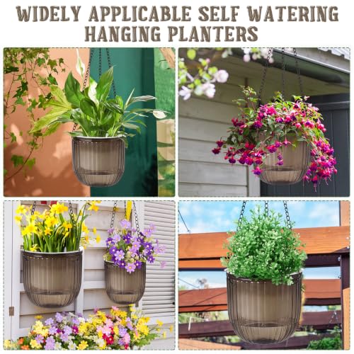 3 Pcs 8.3'' 6.5'' 4.5'' Hanging Self Watering Pot for Indoor Plant (Gray / 6.9'' 6.5'' 4.5'')