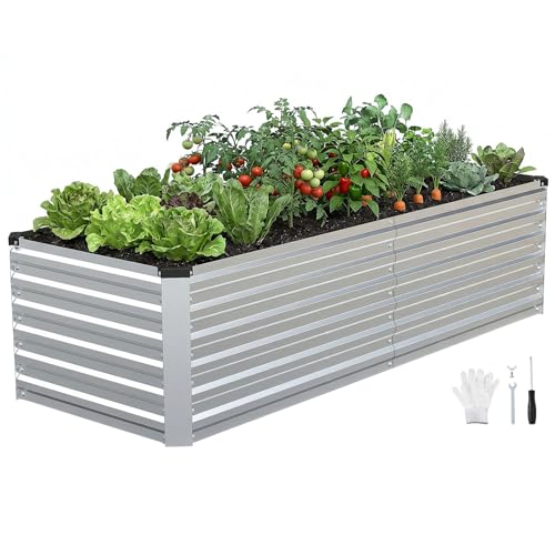 Galvanized Metal Raised Garden Bed 8×3×2FT (Silver / 8×3×2ft)