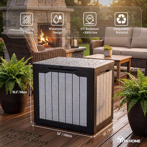30 Gallon Deck Box (Black & Wood-Grain Gray / 30 Gallon-2Pack)