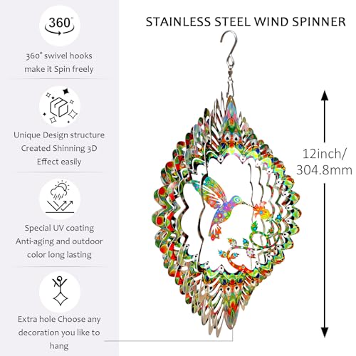 Hummingbird Wind Spinner for Yard and Garden