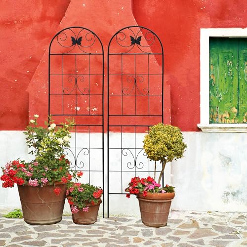 2 Pack Garden Trellises with Black Metal Coating