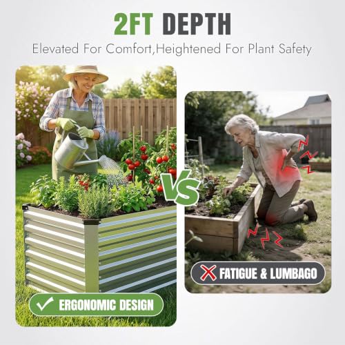 Galvanized Metal Raised Garden Bed 8×3×2FT (Silver / 8×3×2ft)