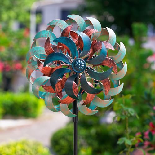 Wind Spinners for Yard and Garden (Green-6 Layers-13.4")