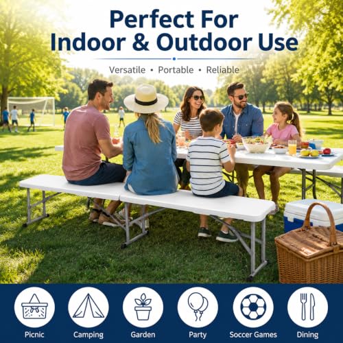 Plastic Folding Bench (6 feet / White)