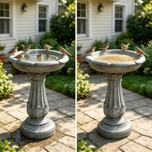 23.23”Tall Resin fiber Outdoor Bird Baths for Garden (23.23''H)
