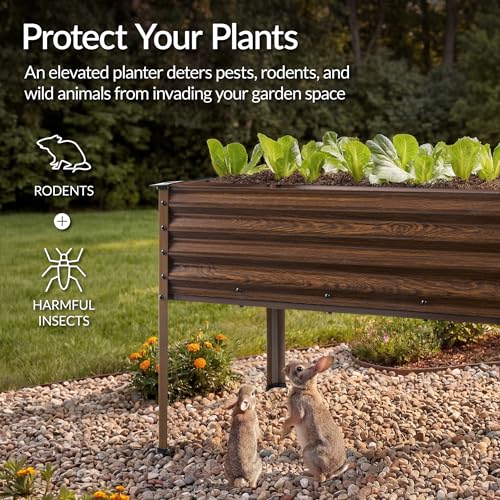 48x24x30in Galvanized Raised Garden Bed (48x24x30in / Dark Brown Wood Grain)