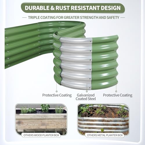 Galvanized Raised Garden Bed Outdoor (Green / 8x2x1.4ft)