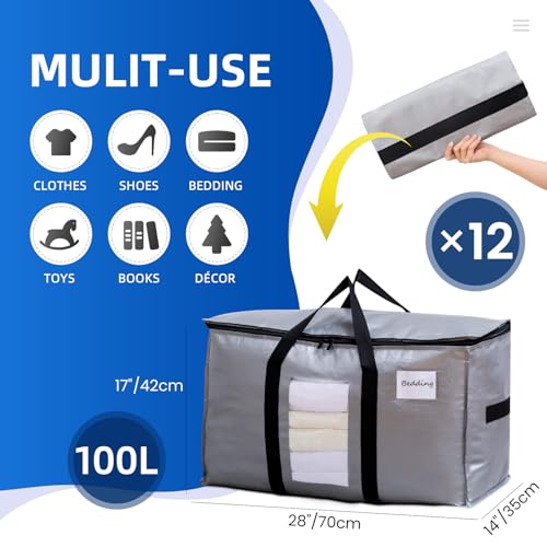 12 Pack Silver XXL Moving Bags (Silver / 12 Large-Standard)