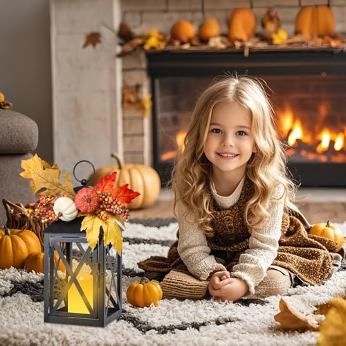 Fall Lanterns LED Candles 2 Pack 12 Inch Thanksgiving Decor Timer