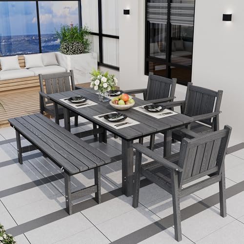 Patio Dining Table Set (Grey / 6-Seat(6PCS)66.7"Table)