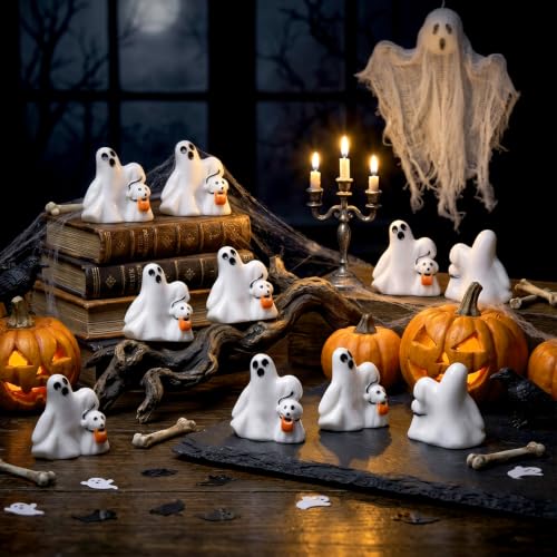 50 Pcs Halloween Mini Ghosts Figurines Resin Tiny Ghosts (Dog)