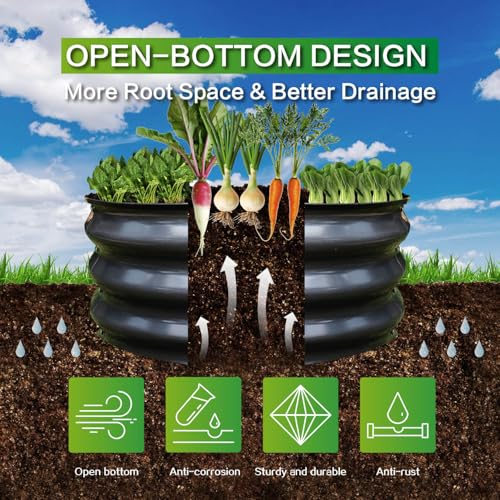 GARDMAX 2 Pack 2x2x1FT Galvanized Round Raised Garden Bed Kit (Dark Grey / 2 x 2 x 1 ft (Pack of 2))