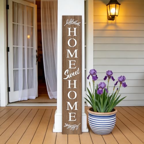 Farmhouse Wooden Welcome Sign Stand for Front Door (Natural Board / 7.8" x 47.2" / Basic Design-Single Side)