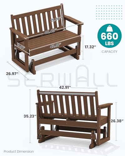 HDPE Outdoor Glider Bench Set of 4 (Brown / 4 Pack)
