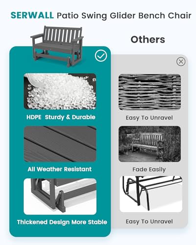 HDPE Outdoor Glider Bench Set of 4 (Grey / 4 Pack)