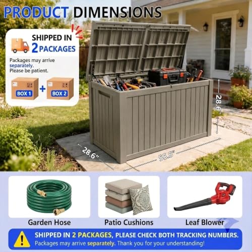 200 Gallon Deck Boxes Outdoor Waterproof (Gray / 200 GAL NEW)