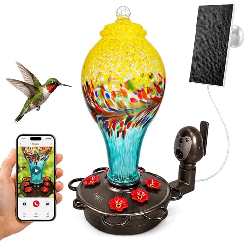 Smart Hummingbird Feeder with Camera for Outdoor Hanging (Yellow / X-Large)