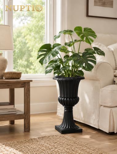 Urn Planters for Front Porch (Black / 2 Pieces-19.7 Inch)