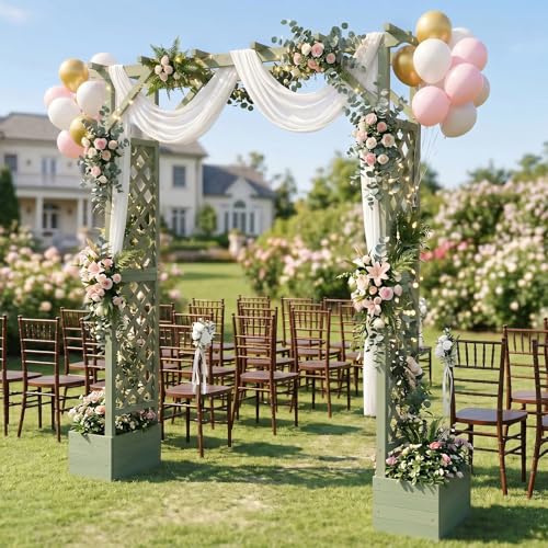 Wooden Garden Arbor with Planter (Olive Green)