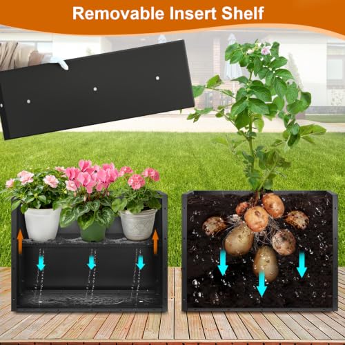 Tall Metal Planter 38" L x 12" W x 30" H (Black / 38”L x 12”W x 30”H)