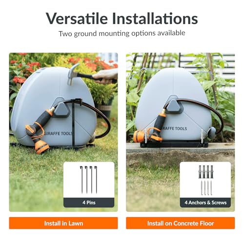 Ground Mounted Retractable Garden Hose Reel (1/2 Inch / 82 FT)