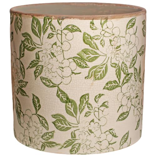7.7 Inch Large French Farmhouse Ceramic Planter (Vintage Green / Large - Drain Holes)