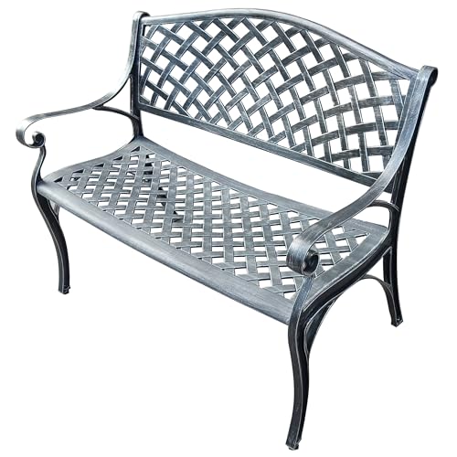 Outdoor Aluminum Modern Patio Bench Loveseat (Grey)