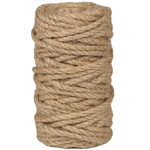 PerkHomy Jute Twine String 6mm Natural Thin Ribbon for Craft Gardening Art Wedding Decoration Packing Material (80 Foot)
