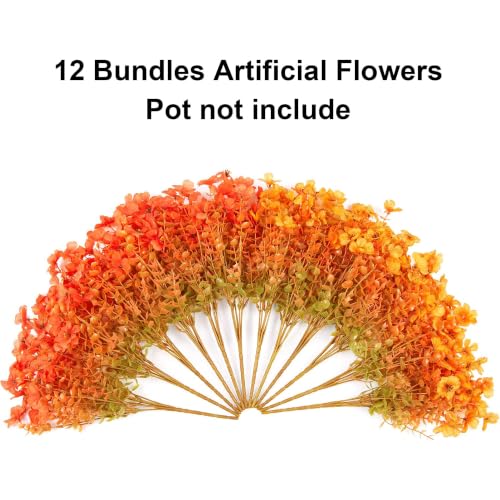 Artificial Fall Flowers Faux Mums for Outdoor Indoor Garden Home Decoration (12 Count)